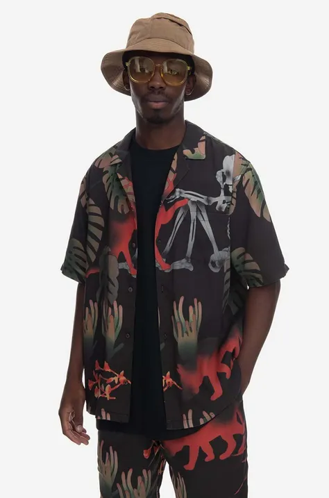 Market koszula bawełniana Vision Quest męska kolor czarny regular z kołnierzykiem klasycznym 369000091-001