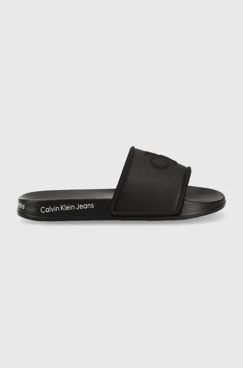 Detské šľapky Calvin Klein Jeans čierna farba