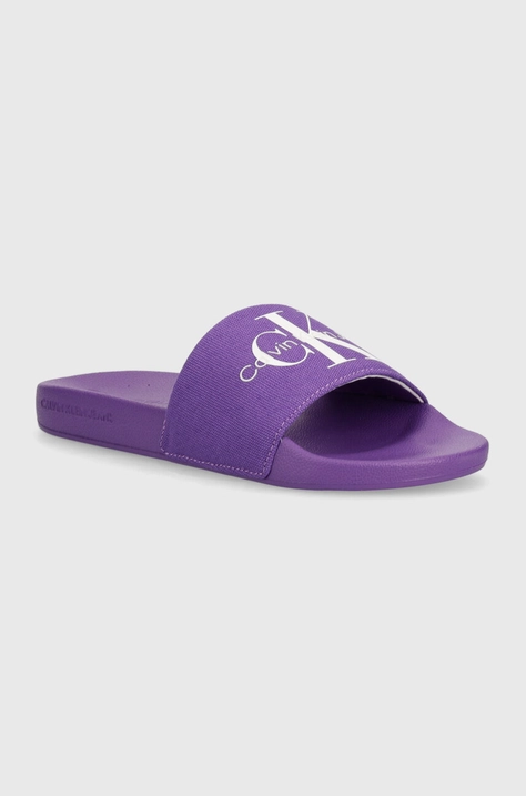 Pantofle Calvin Klein Jeans SLIDE MONOGRAM CO dámské, bílá barva, YW0YW00103