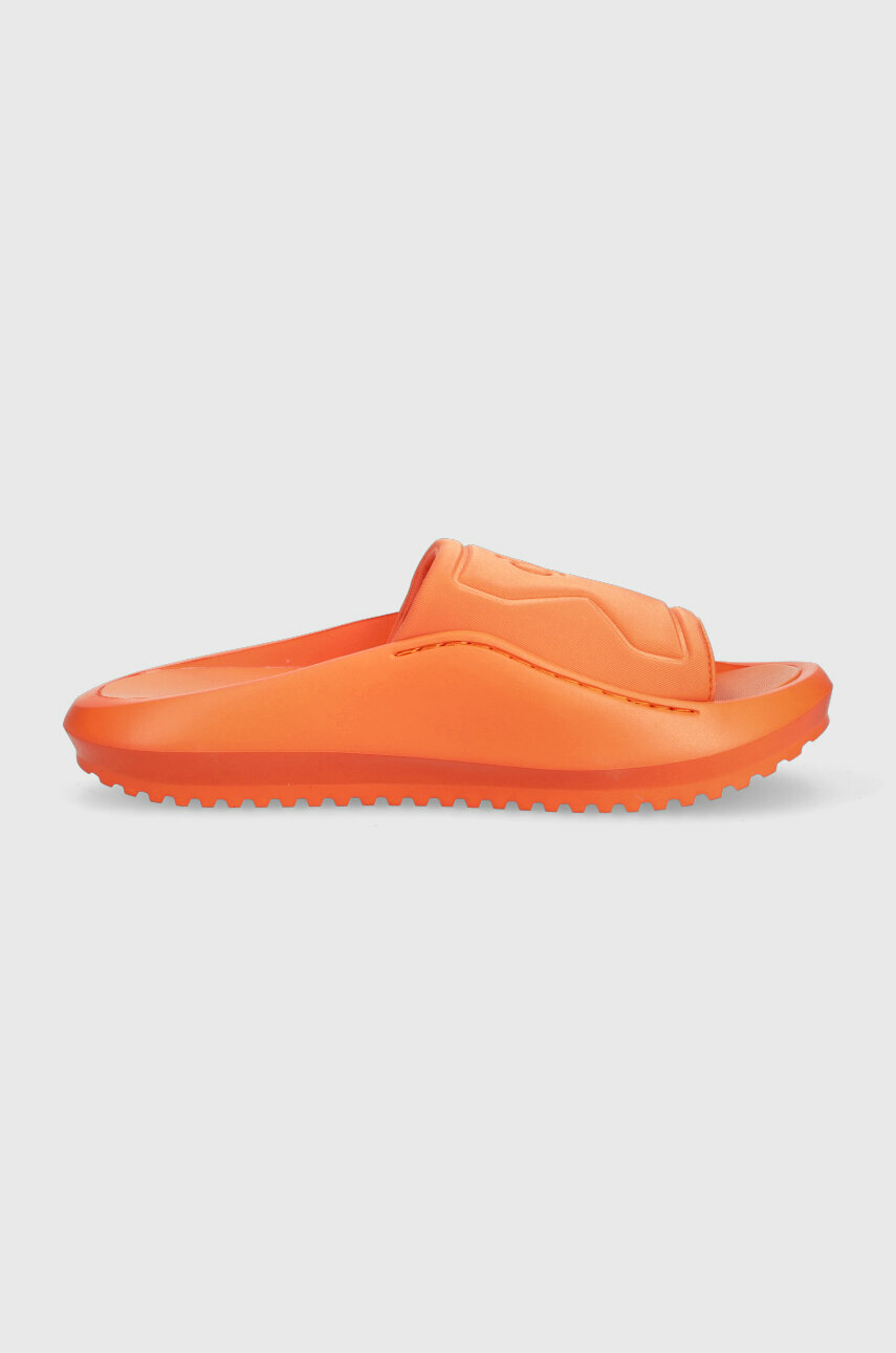 Calvin Klein Jeans klapki HYBRID SANDAL HIGH/LOW FREQ WN damskie kolor pomarańczowy na platformie YW0YW00978
