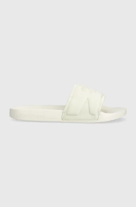 Calvin Klein Jeans papucs SLIDE HIGH/LOW FREQUENCY WN bézs, női, YW0YW00999