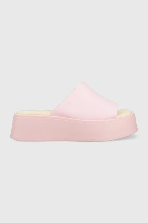 Шкіряні шльопанці Vagabond Shoemakers COURTNEY жіночі колір рожевий на платформі 5334.601.45