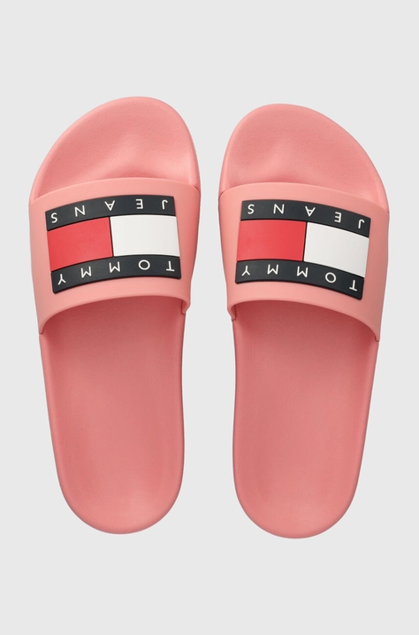 Чехли Tommy Jeans FLAG POOL SLD ESS SLIDE в черно EN0EN02115