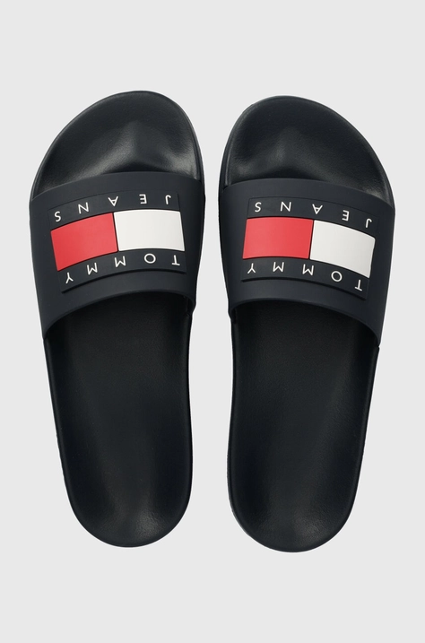 Чехли Tommy Jeans FLAG POOL SLD ESS SLIDE в черно EN0EN02115