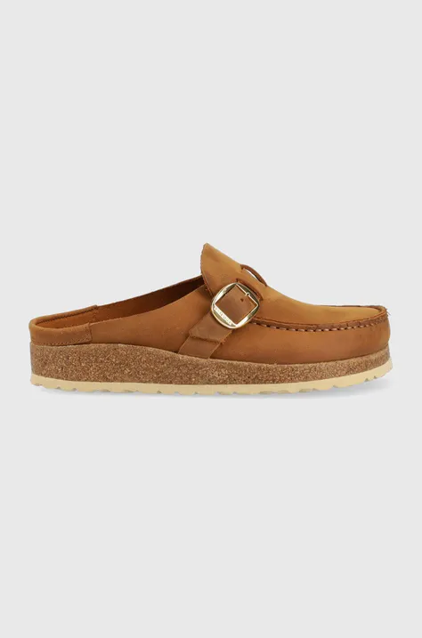 Semišové šľapky Birkenstock Buckley dámske, hnedá farba, 1024028