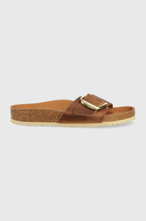 Birkenstock bőr papucs MADRID BIG BUCKLE barna, női, 1006524