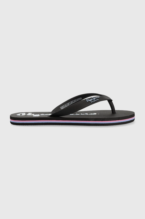 Pepe Jeans flip-flop BAY BEACH CLASSIC fekete, női, lapos talpú, PLS70143