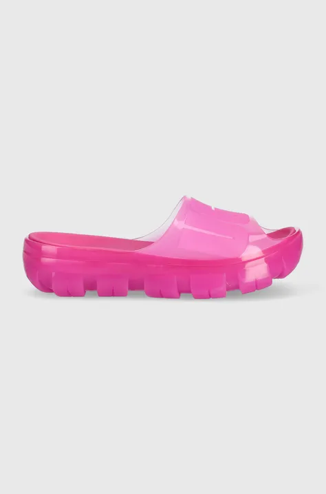 UGG klapki Jella Clear Slide damskie kolor różowy na platformie 1136763