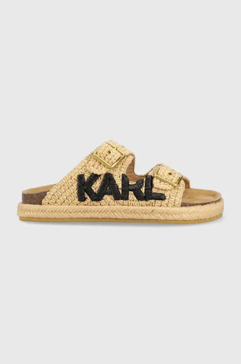 Karl Lagerfeld papuci KAMINI BED femei, culoarea bej, KL80205