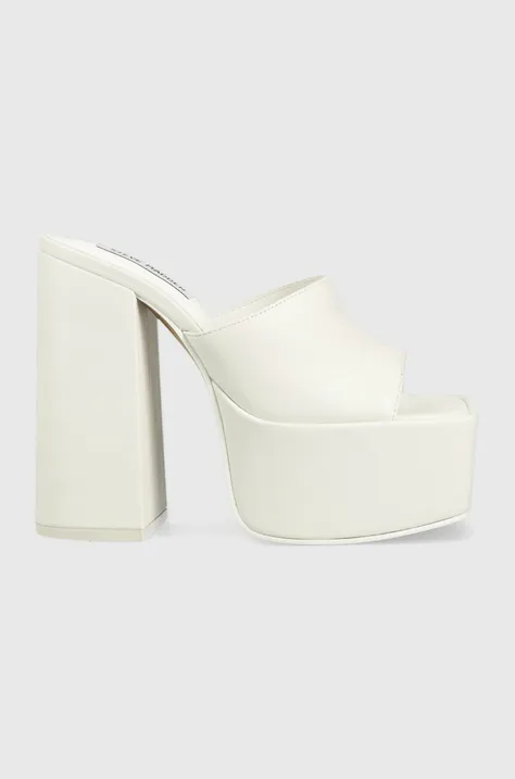 Шкіряні шльопанці Steve Madden Trixie жіночі колір білий каблук блок SM11002169