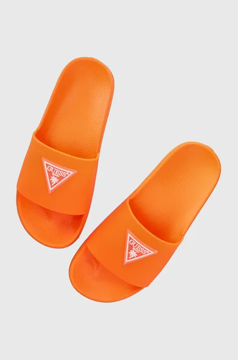 Guess klapki BEACH SLIPPERS damskie kolor pomarańczowy E3GZ12 BB00F