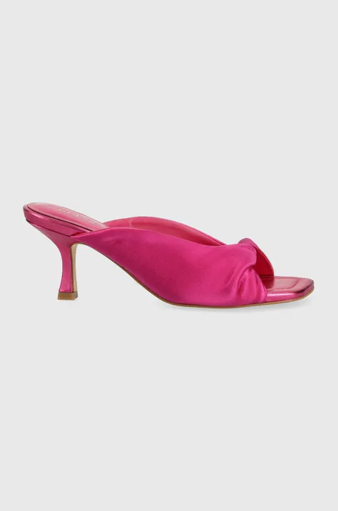 Guess papuci RINAH2 femei, culoarea roz, toc mic, FL6R2H SAT03