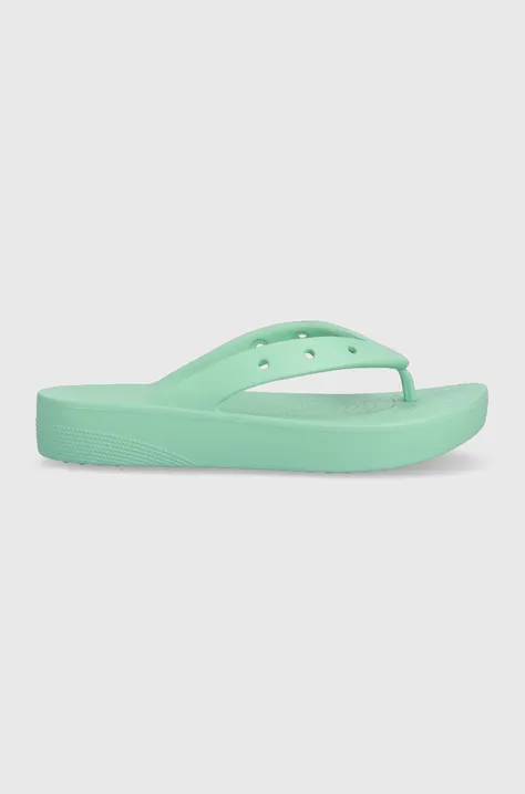Crocs flip flops Classic Platform Flip women's turquoise color 207714