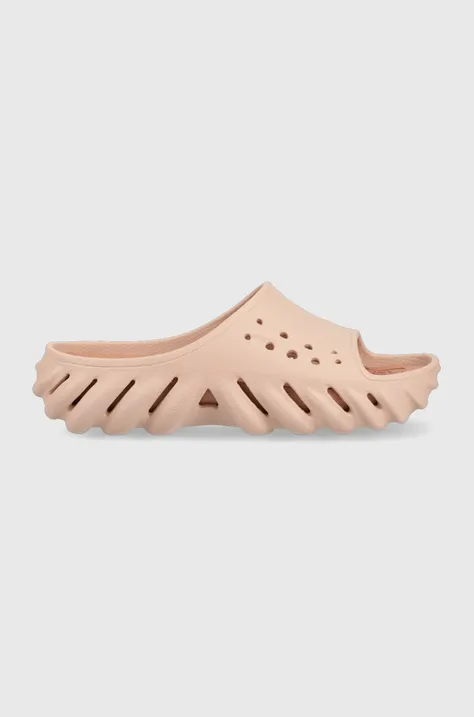 Pantofle Crocs ECHO SLIDE dámské, růžová barva, na platformě, 208170, 208170.6TY-6TY