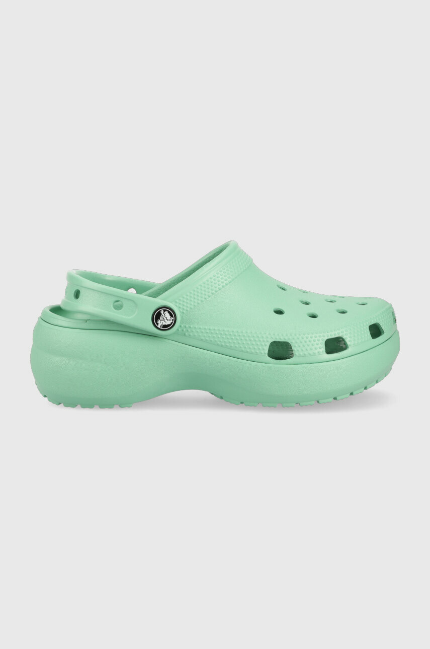 Crocs sliders CLASSIC PLATFORM CLOG WOMEN women's turquoise color 206750