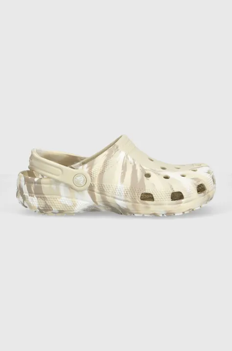 Crocs sliders Classic Marbled Clog women's beige color