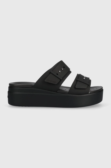 Шлепанцы Crocs Brooklyn Low Wedge Sandal женские цвет чёрный на платформе 207431