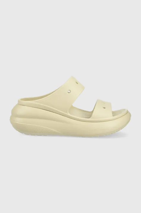 Pantofle Crocs Classic Crush Sandal dámské, béžová barva, na platformě, 207670