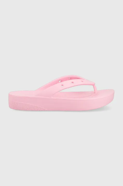 Japonke Crocs Classic Platform Flip ženske, roza barva, 207714
