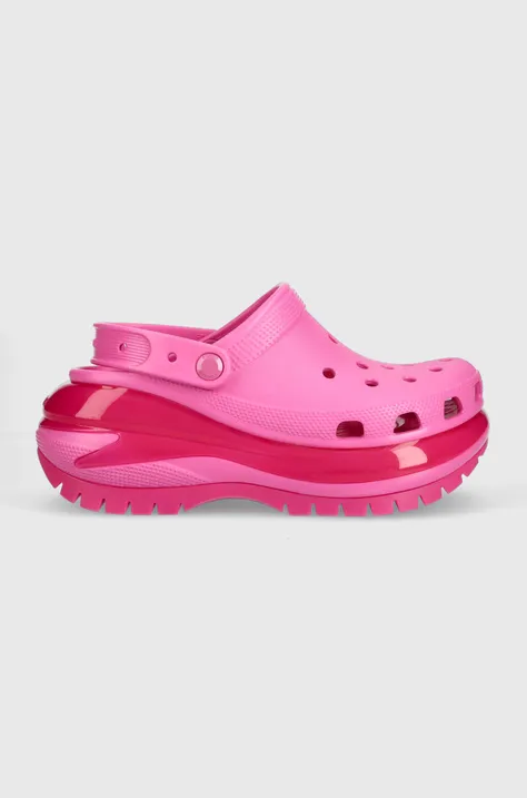 Crocs klapki Classic Mega Crush Clog damskie kolor różowy na platformie 207988