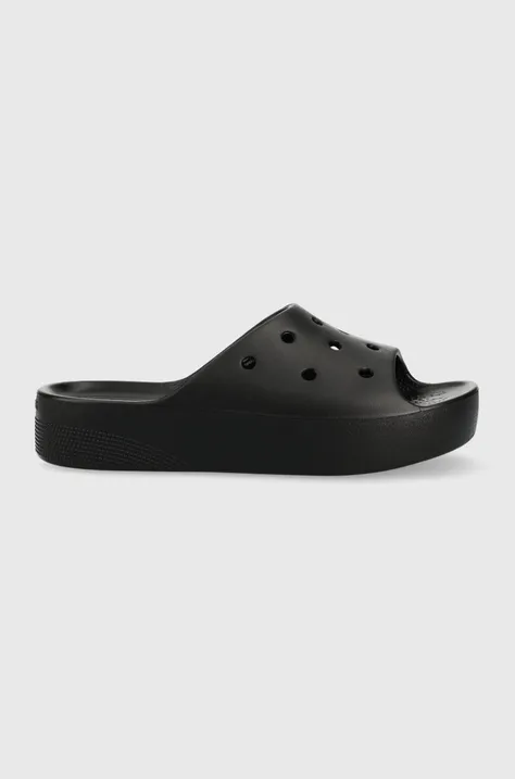 Шльопанці Crocs Classic Platform Slide жіночі колір чорний на платформі 208180.001-001
