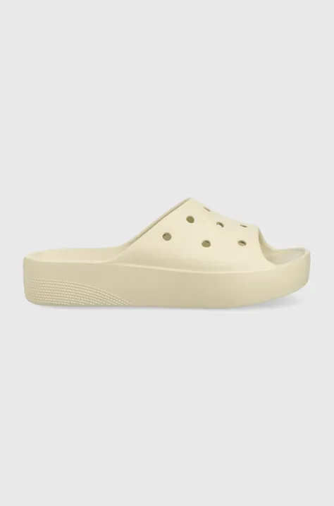 Crocs sliders Classic Platform slide women's beige color 208180