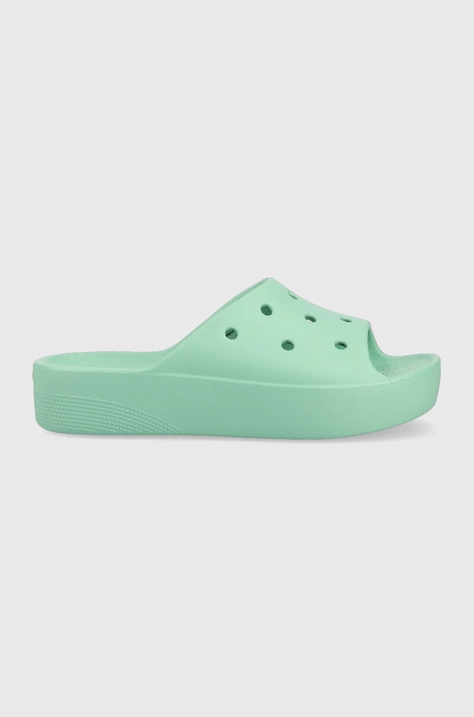 Crocs papuci Classic Platform Slide femei, culoarea turcoaz, 208180 208180.3UG-3UG