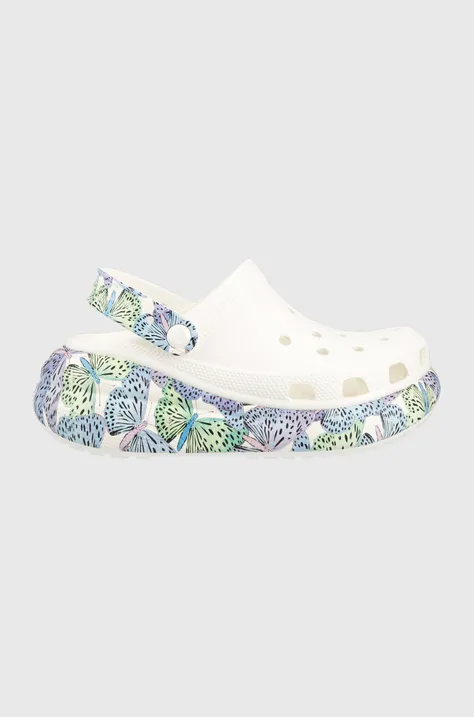 Crocs sliders Classic Crush Butterfly Clog women's white color 208258