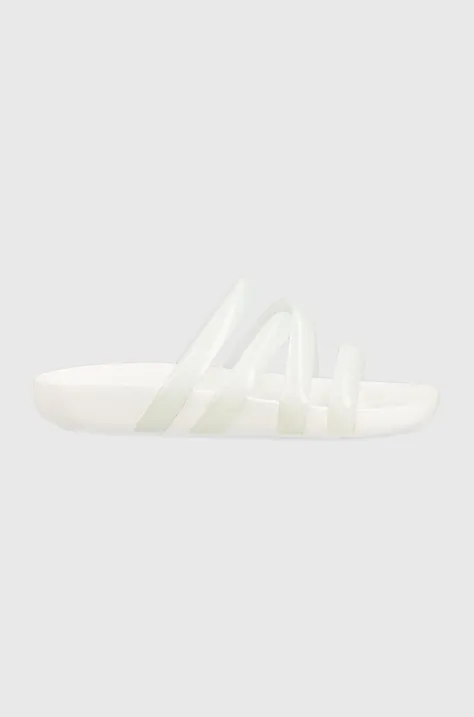 Crocs sliders Splash Glossy Strappy Sandal women's white color 208537