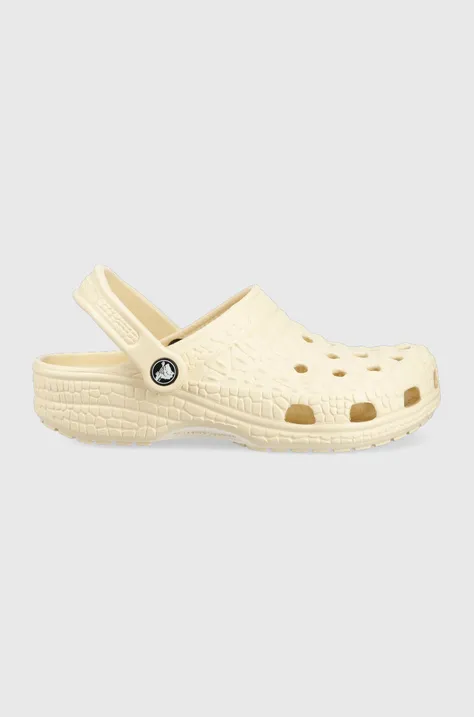 Crocs sliders Classic Croskin clog women's beige color 206873