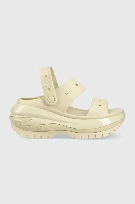 Crocs sliders Classic Mega Crush Sandal women's beige color 207989