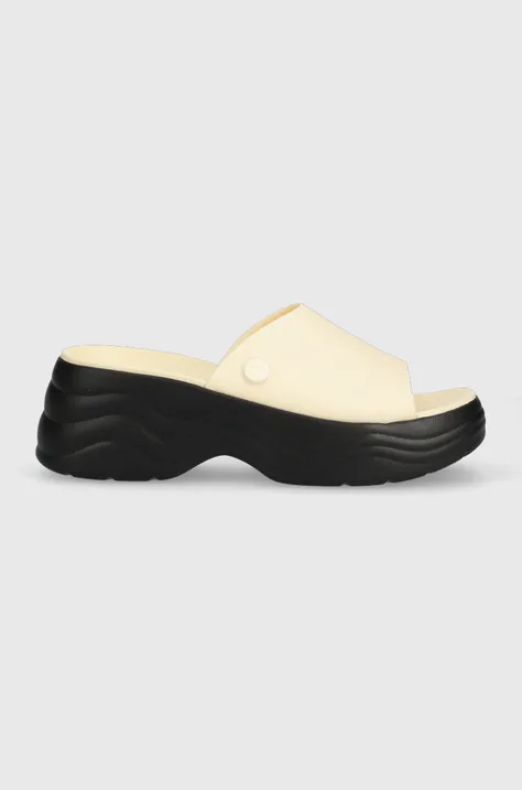 Шльопанці Crocs Skyline Slide жіночі колір бежевий на платформі 208182