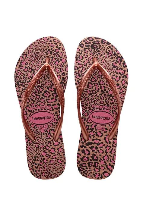 Havaianas japonki SLIM ANIMALS damskie kolor różowy na płaskim obcasie 4103352.6459