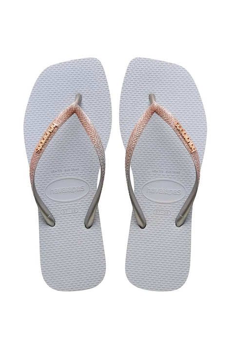 Žabky Havaianas SQUARE GLITTER dámske, šedá farba, na plochom podpätku, 4148102.3498