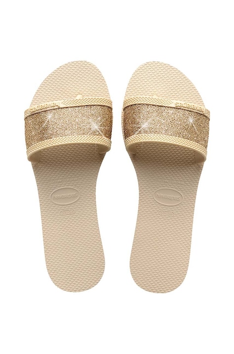 Pantofle Havaianas YOU ANGRA GLITTER dámské, béžová barva, 4148294.0121