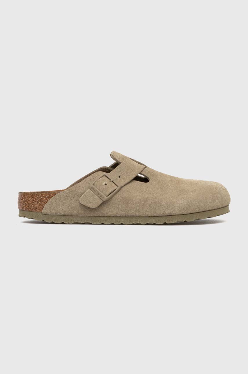Birkenstock papuci din piele Boston femei, culoarea verde, 1025844