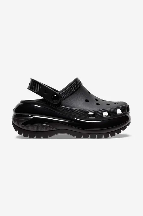Pantofle Crocs Classic Mega Crush dámské, černá barva, na platformě, 207988.BLACK-BLACK