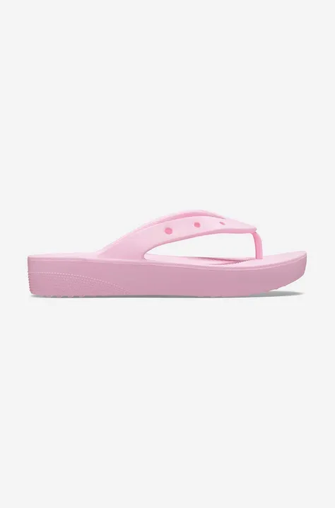 В'єтнамки Crocs Classic Platfrom Flip жіночі колір рожевий на платформі 207714.FLAMINGO-FLAMI