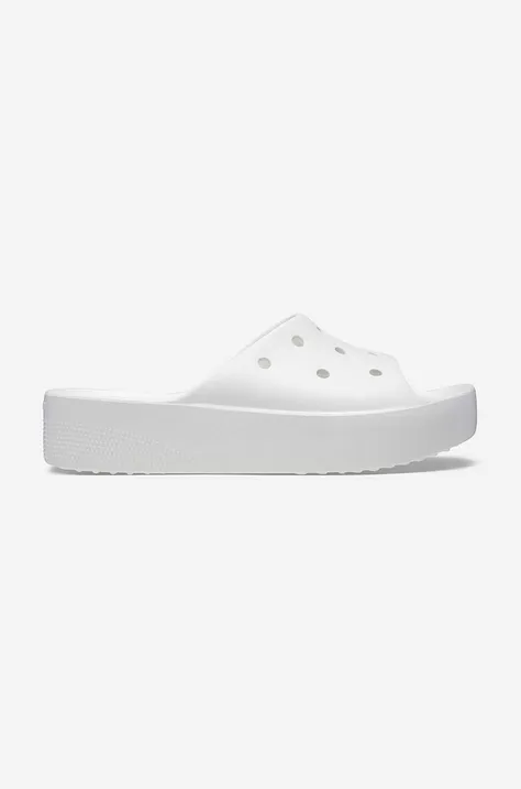 Шльопанці Crocs Classic Platform Slide жіночі колір білий на платформі 208180.WHITE-WHITE