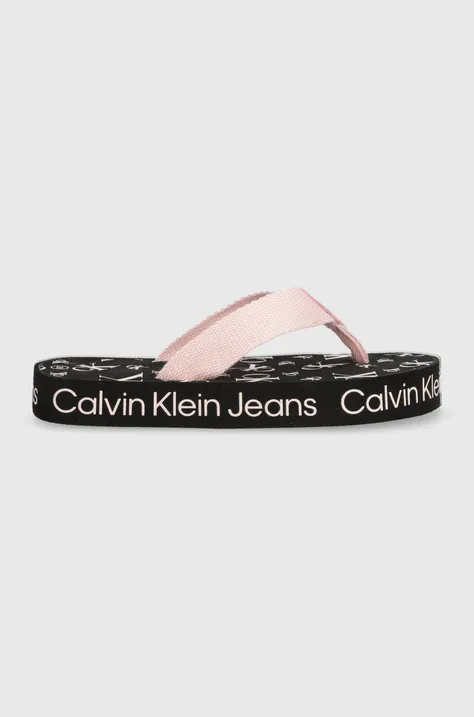 Детски джапанки Calvin Klein Jeans в черно