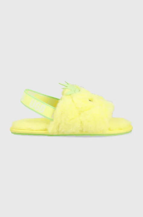 Dětské papuče UGG žlutá barva