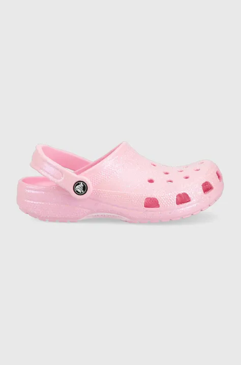 Crocs slapi copii CLASSIC GLITTER CLOG culoarea roz