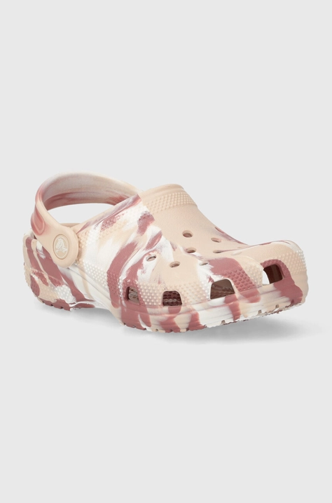 Дитячі шльопанці Crocs CLASSIC MARBLED KIDS колір рожевий