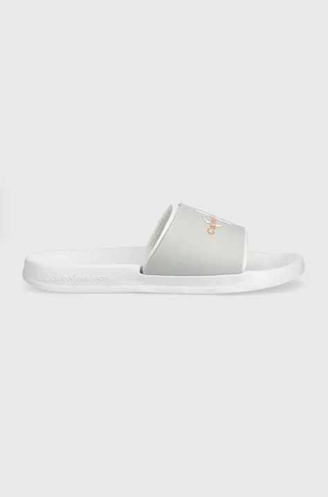Παντόφλες Calvin Klein Jeans SLIDE MONOGRAM TPU χρώμα: άσπρο