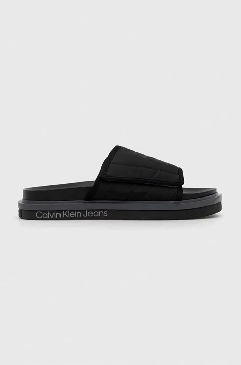 Παντόφλες Calvin Klein Jeans SANDAL SOFTNY χρώμα: μαύρο, YM0YM00644