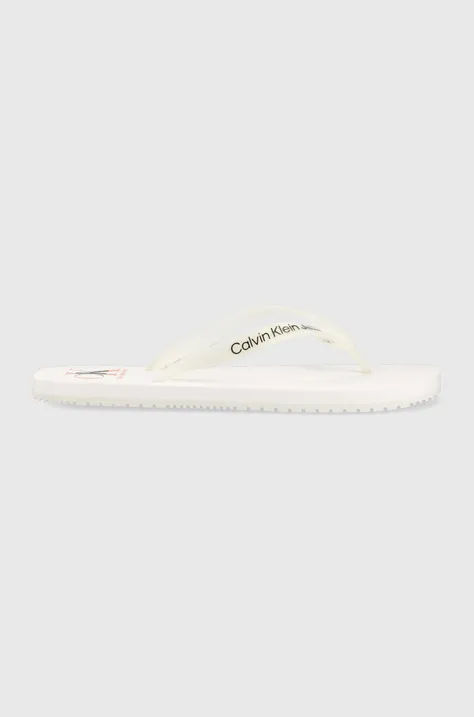 Calvin Klein Jeans japonki BEACH SANDAL AOP męskie kolor biały YM0YM00656