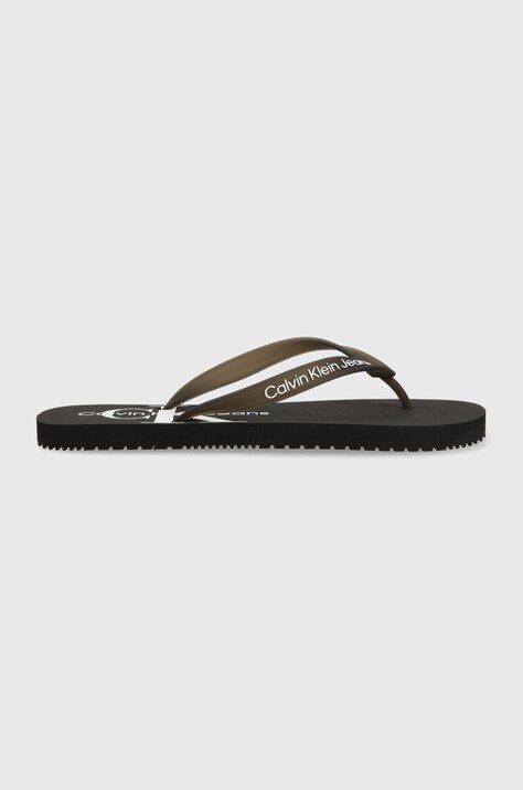 Calvin Klein Jeans slapi BEACH SANDAL MONOGRAM TPU barbati, culoarea portocaliu