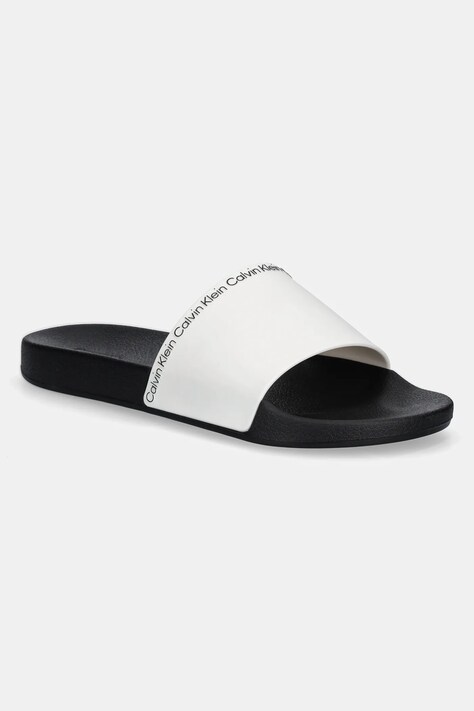 Calvin Klein papuci POOL SLIDE RUBBER barbati, culoarea alb, HM0HM00981