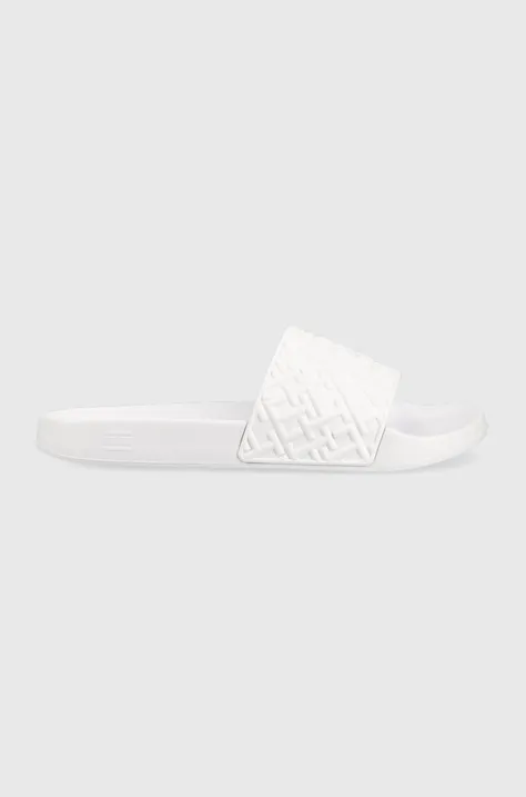 Παντόφλες Tommy Hilfiger RUBBER TH MONOGRAM POOL SLIDE χρώμα: άσπρο, FM0FM04464