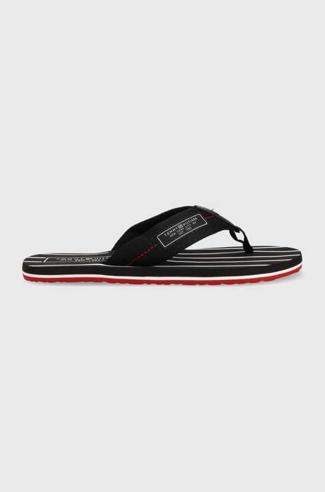 Žabky Tommy Hilfiger PATCH HILFIGER BEACH SANDAL pánské, černá barva, FM0FM04470